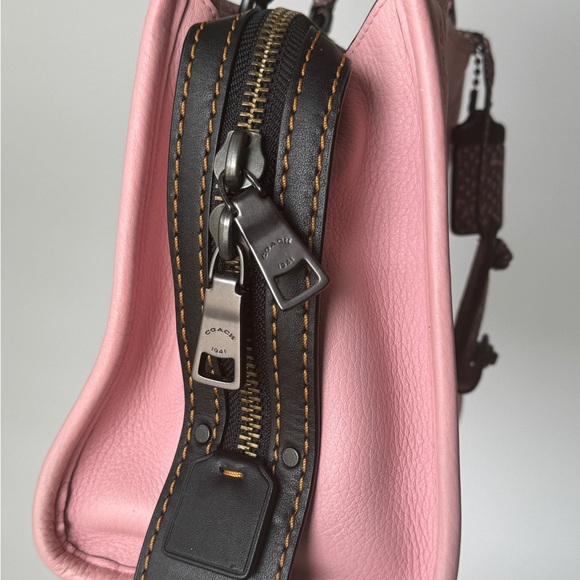 Coach 1941 Rogue 25 Bag Pink Colorblock Snakeskin Exotic Detail Handle - Picture 4 of 14